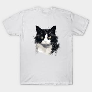 Tuxedo Cat Face,Black And White Cat T-Shirt